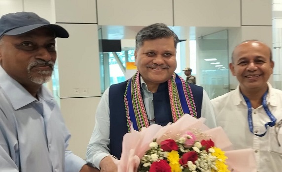 Chairman of Central Electricity Regulatory Commission Jishnu Barua arrives in Agartala.